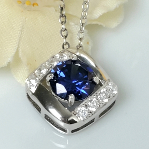 NEW Sapphire and Diamond Pendant Necklace - Picture 3 of 8